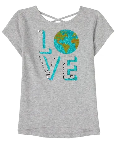Girls Flip Sequin Cross Back Top