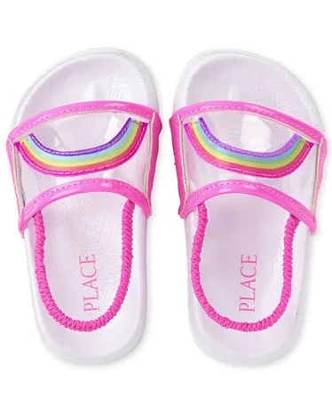 Claquettes arc-en-ciel transparentes pour petites filles