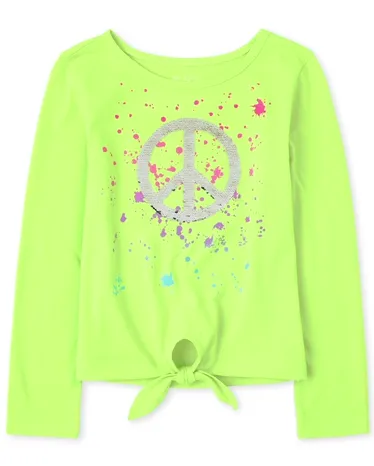 Girls Flip Sequin Tie Front Top