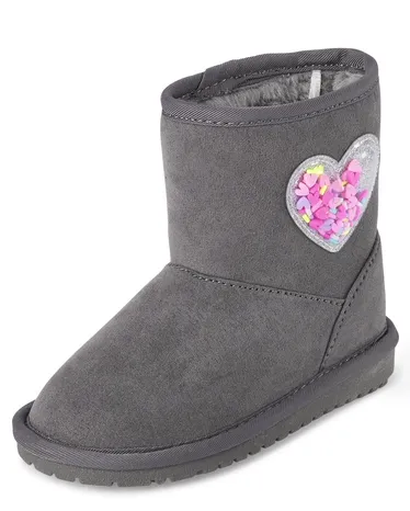 Toddler Girls Shakey Heart Faux Suede Boots