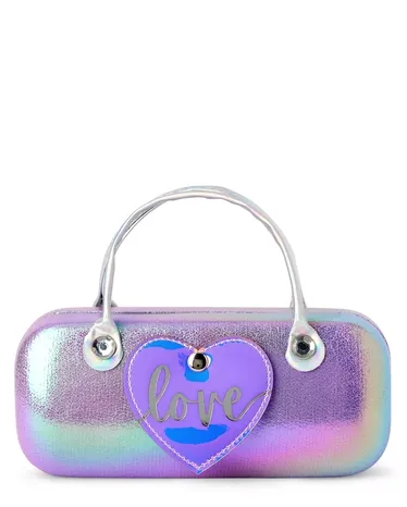 Girls Metallic Heart Lenticular Sunglasses Case