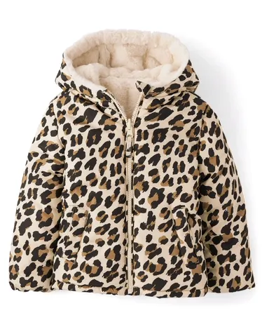 Toddler Girls Leopard Faux Fur Reversible Jacket