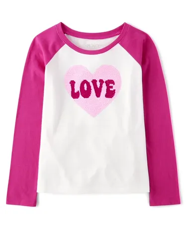 Top raglán Love con lentejuelas Flip para niñas