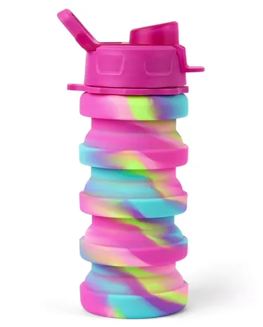 Girls Rainbow Tie Dye Collapsible Water Bottle