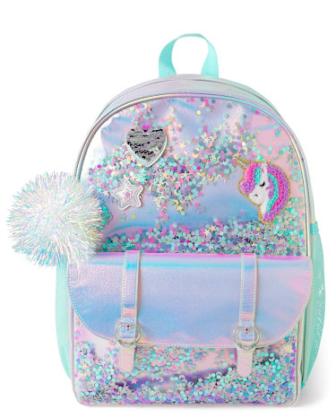Girls Holographic Unicorn Confetti Shaker Backpack - MULTI | The