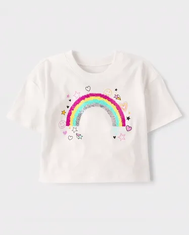 Girls Flip Sequin Rainbow Oversized Top