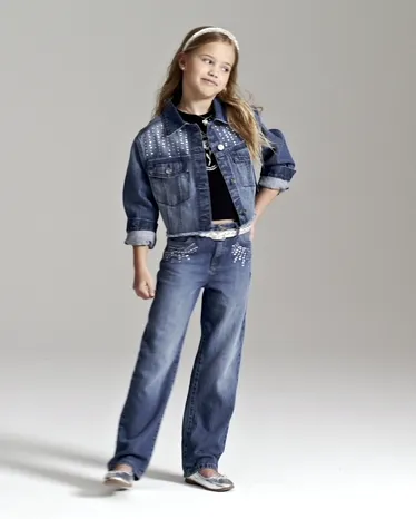 Girls Studded Slouchy Jeans