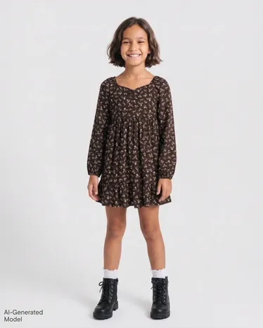 Girls Floral Ruffle Dress