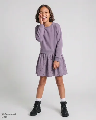 Girls Heart Sweatshirt Dress